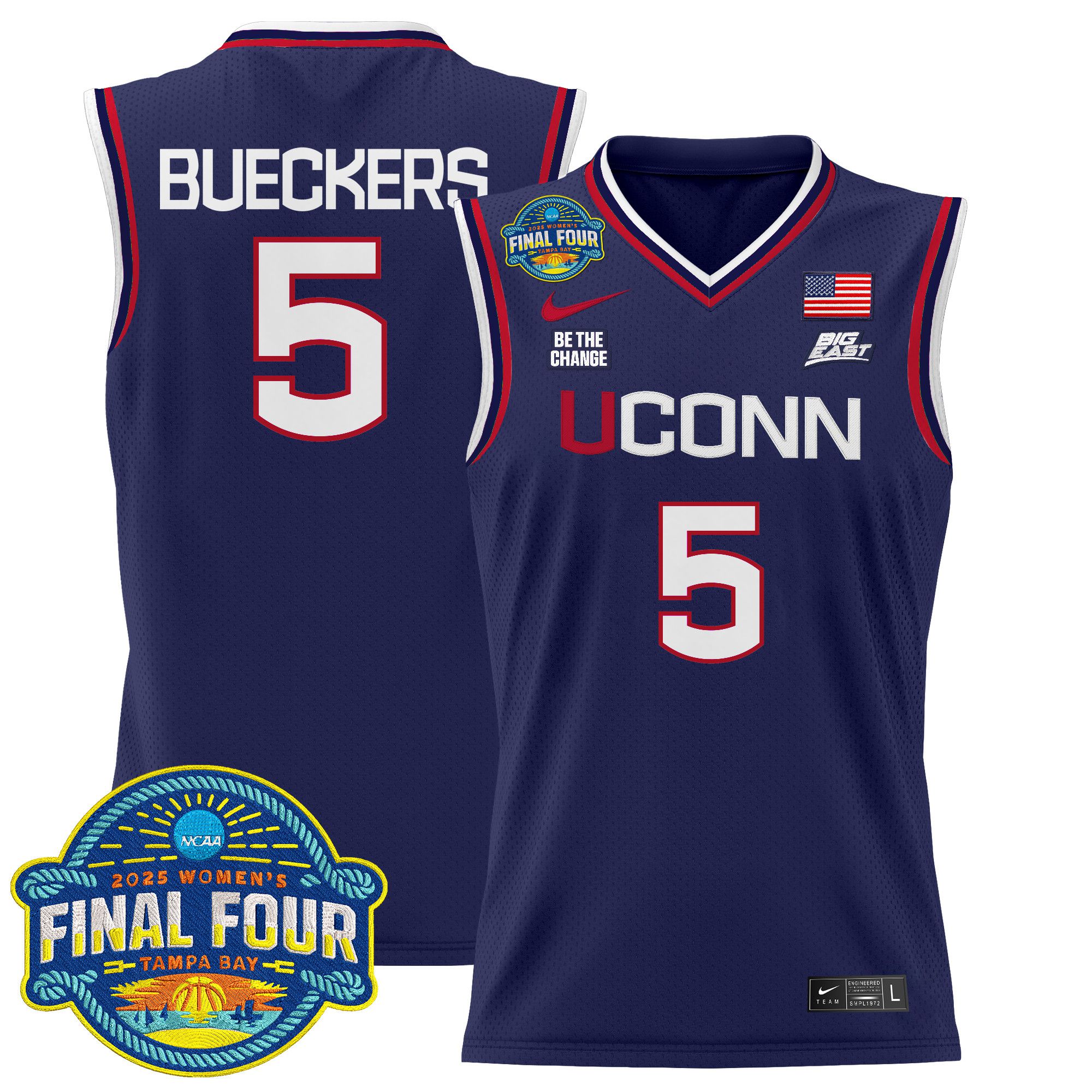 Men UConn Huskies #5 Bueckers Purple Nike 2025 Big Eat Final Four Patch Lightweight Basketball NCAA Jersey